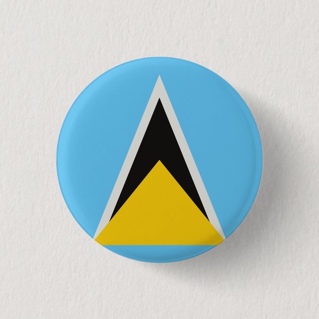 St Lucia Flag  1 Inch Round Button (Front)