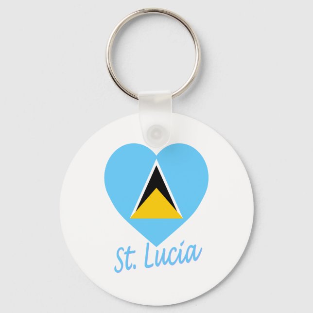 St Lucia Flag Heart Keychain (Front)