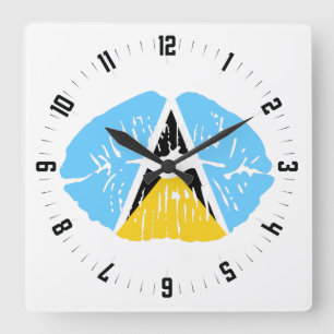 St Lucia Flag lip Square Wall Clock