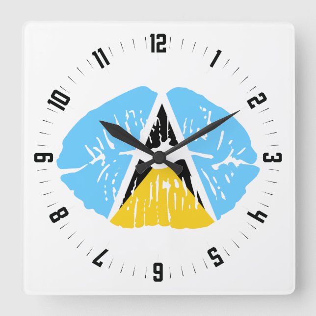 St Lucia Flag lip  Square Wall Clock (Front)