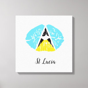 St Lucia Flag lips Canvas Print