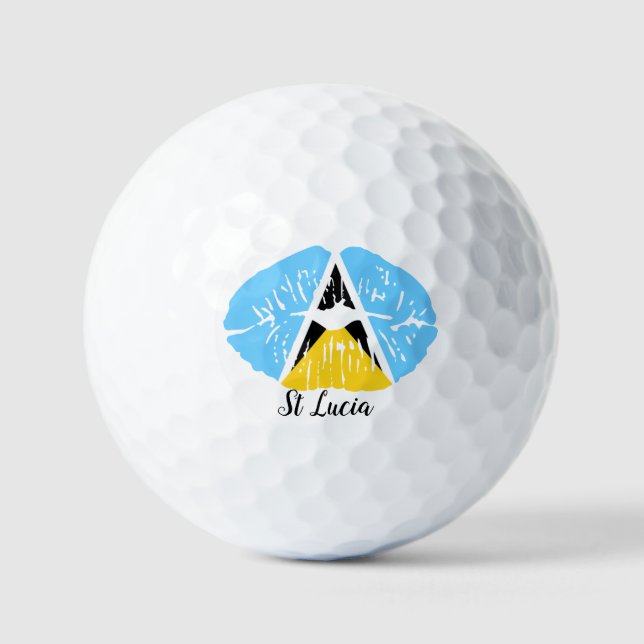 St Lucia  Flag  lips  Golf Balls (Front)