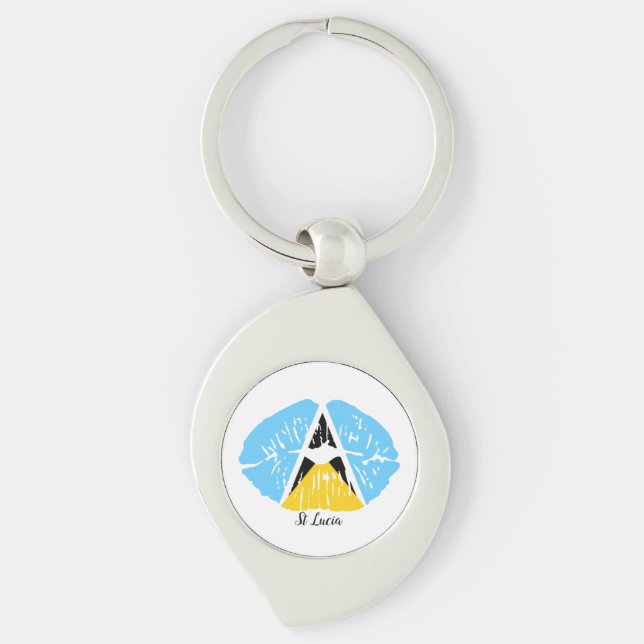 St Lucia  Flag  lips  Keychain (Front)