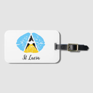 St Lucia Flag lips Luggage Tag