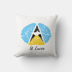 St Lucia  Flag lips   Throw Pillow