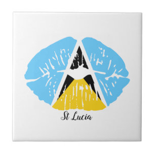 St Lucia Flag lips Tile