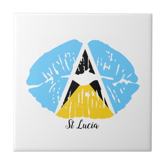 St Lucia  Flag  lips  Tile (Front)