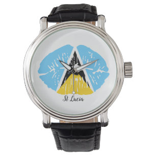 St Lucia  Flag  lips  Watch
