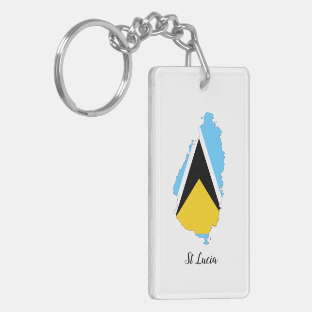 St Lucia  Flag Map   Keychain (Front Left)