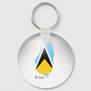 St Lucia Flag Map Keychain