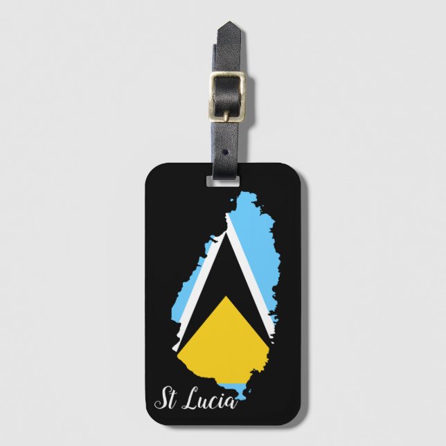 St Lucia  Flag Map   Luggage Tag (Front Vertical)