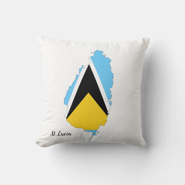 St Lucia  Flag Map  Throw Pillow (Front)