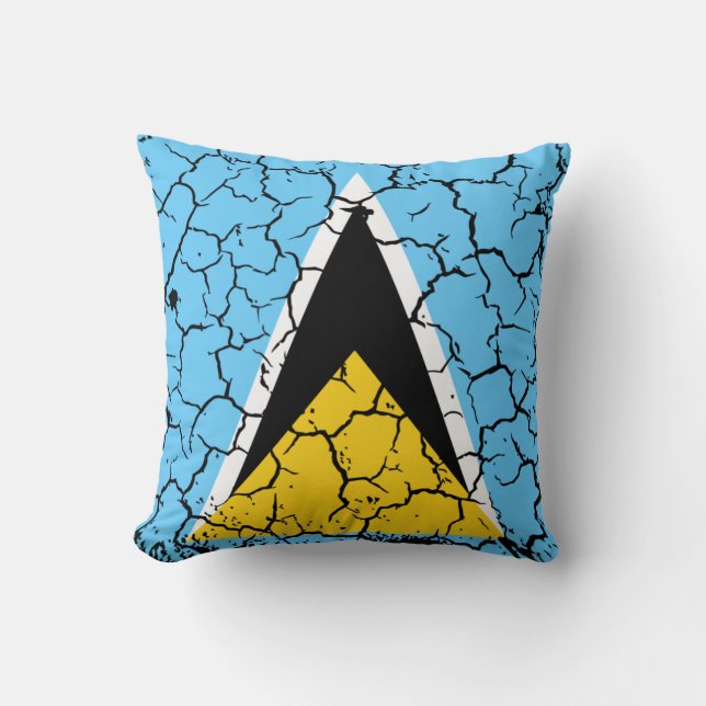St Lucia Flag on crack design Throw Pillow (Front)