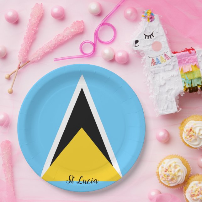 St Lucia Flag  Paper Plate (Party)