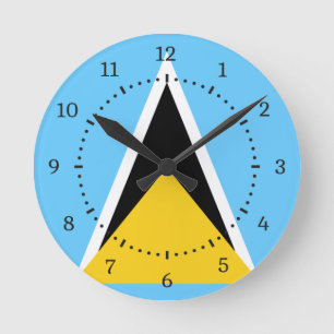 St Lucia Flag  Round Clock