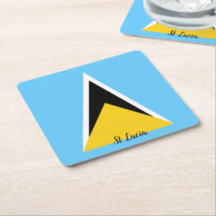 St Lucia Flag Square Paper Coaster
