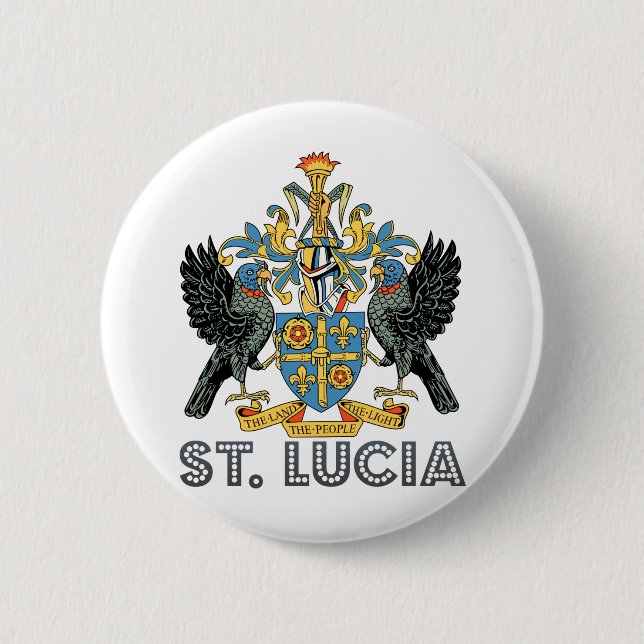 St. Lucia High Quality Coat of Arms 2 Inch Round Button (Front)