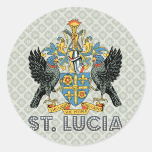St. Lucia High Quality Coat of Arms Classic Round Sticker