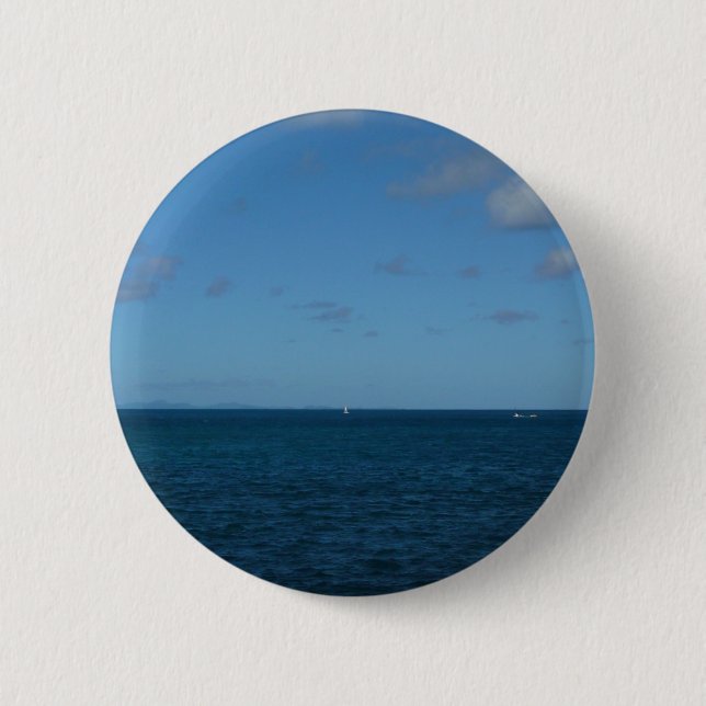 St. Lucia Horizon Blue Ocean 2 Inch Round Button (Front)