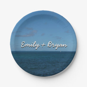 St. Lucia Horizon Blue Ocean Paper Plate