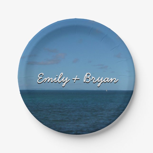 St. Lucia Horizon Blue Ocean Paper Plate (Front)