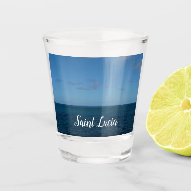 St. Lucia Horizon Blue Ocean Shot Glass (Front)