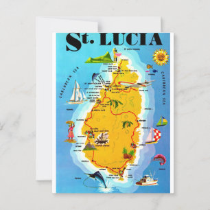 St Lucia Map Postcard