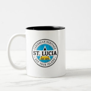 St. Lucia Passport Stamp   Caribbean Heritage Two-Tone Coffee Mug