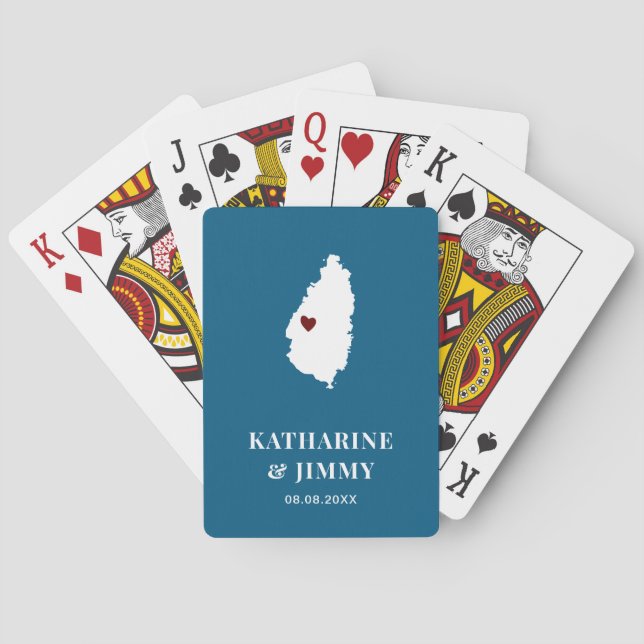 St. Lucia Wedding Favour Deck of Cards, Island Map Playing Cards (Back)