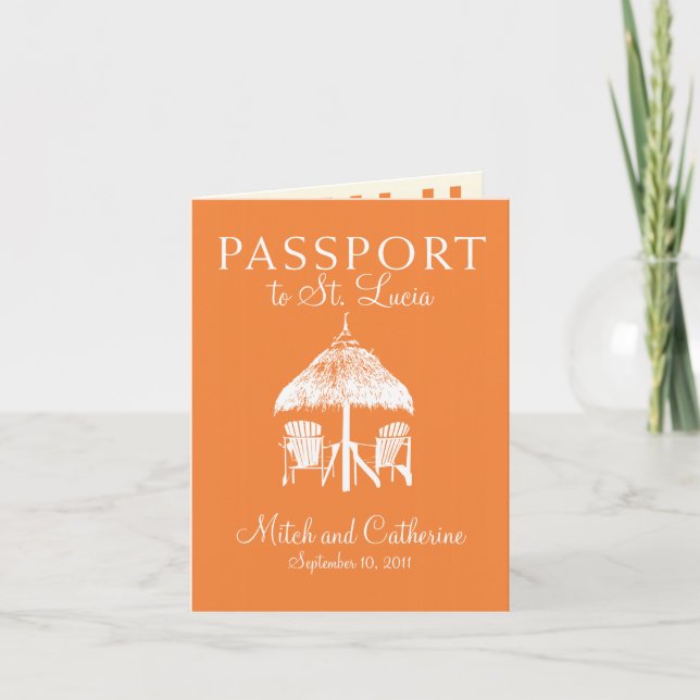 St. Lucia Wedding Passport Invitation (Front)