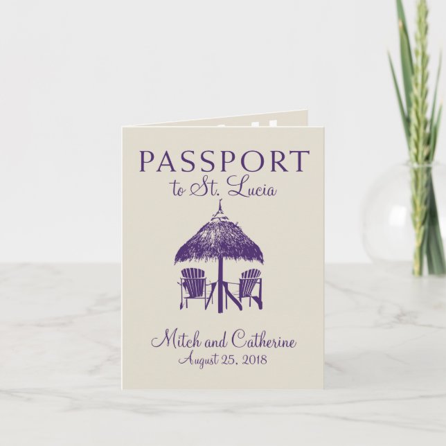 St. Lucia Wedding Passport Invitation (Front)