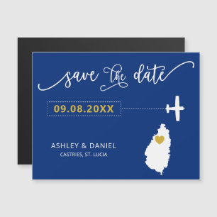 St. Lucia Wedding Save the Date Card, Map Magnetic Invitation