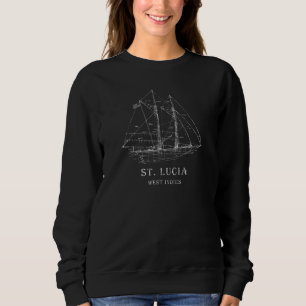 St Lucia West Indies Vintage Blueprint Sailboat Va Sweatshirt