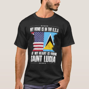 St Lucian American Patriot Grown Proud Home Heart T-Shirt