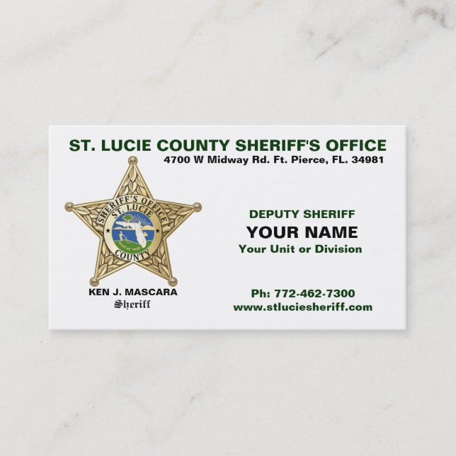 St. Lucie County Sheriff Business Card (Front)