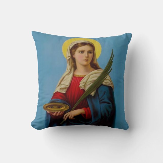 St. Lucy Catholic Saint of Eyes Throw Pillow (Front)