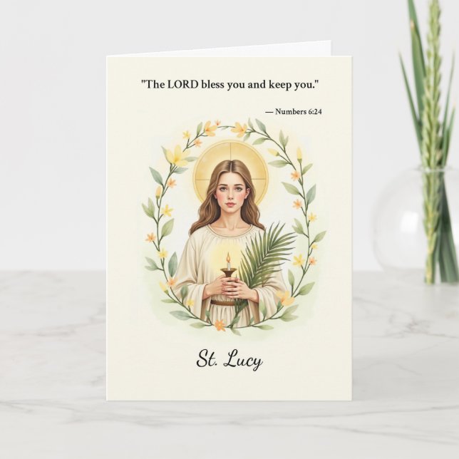 St Lucy God's Peace and Blessings with Scripture Card (Front)