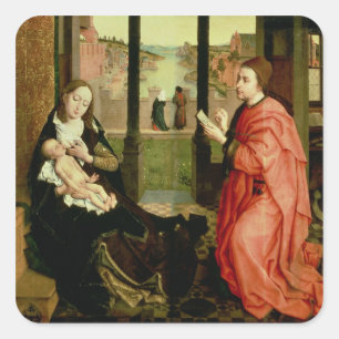 St. Luke Drawing a Portrait of the Virgin Square Sticker