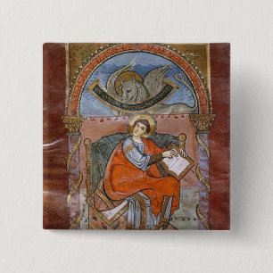 St. Luke, from the Gospel of St. Riquier 2 Inch Square Button