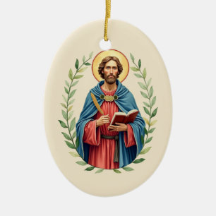 St Luke God's Peace and Blessings with Scripture Ceramic Ornament