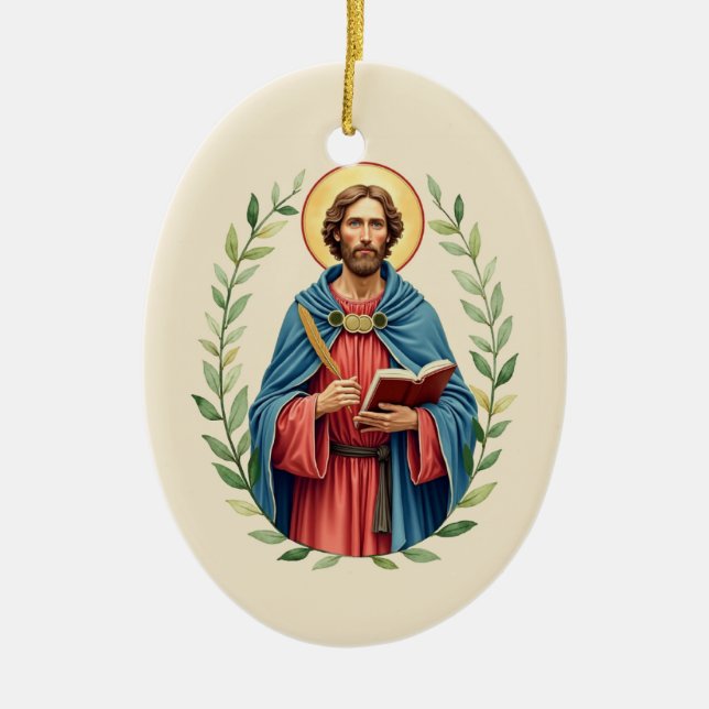 St Luke God's Peace and Blessings with Scripture Ceramic Ornament (Front)