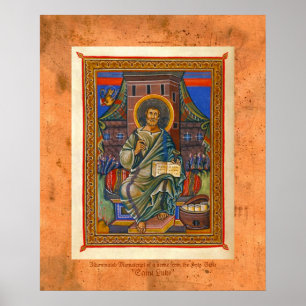 St Luke Illuminated Medieval Religious Art Print
