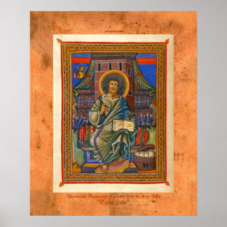 St Luke Illuminated Medieval Religious Art Print