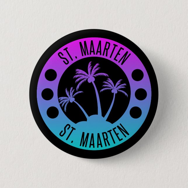 St. Maarten Blue Gradient Sint Martin 2 Inch Round Button (Front)