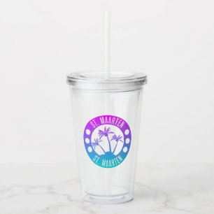 St. Maarten Blue Gradient Sint Martin Acrylic Tumbler