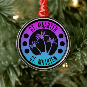 St. Maarten Blue Gradient Sint Martin Metal Ornament