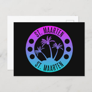 St. Maarten blue Gradient Sint Martin Postcard