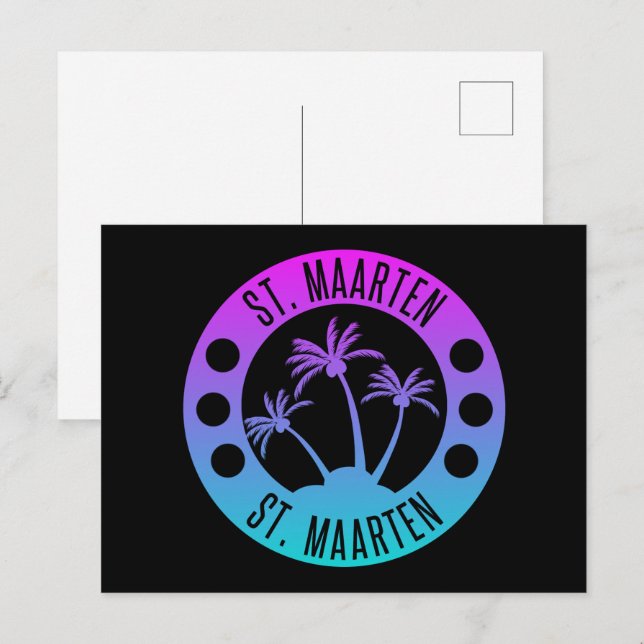 St. Maarten blue Gradient Sint Martin Postcard (Front/Back)