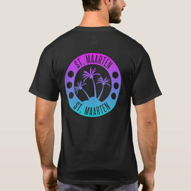 St. Maarten blue Gradient Sint Martin T-Shirt (Back)