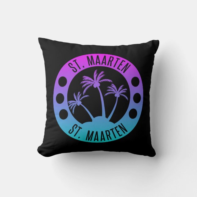 St. Maarten Blue Gradient Sint Martin Throw Pillow (Front)